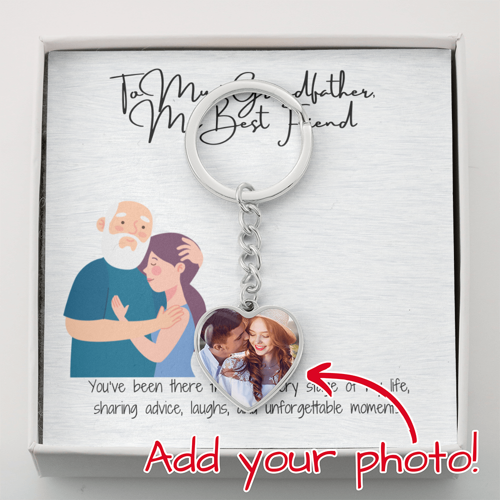 Buyer Upload Graphic Heart Keychain "A Grandfather's Heartfelt Keepsake"