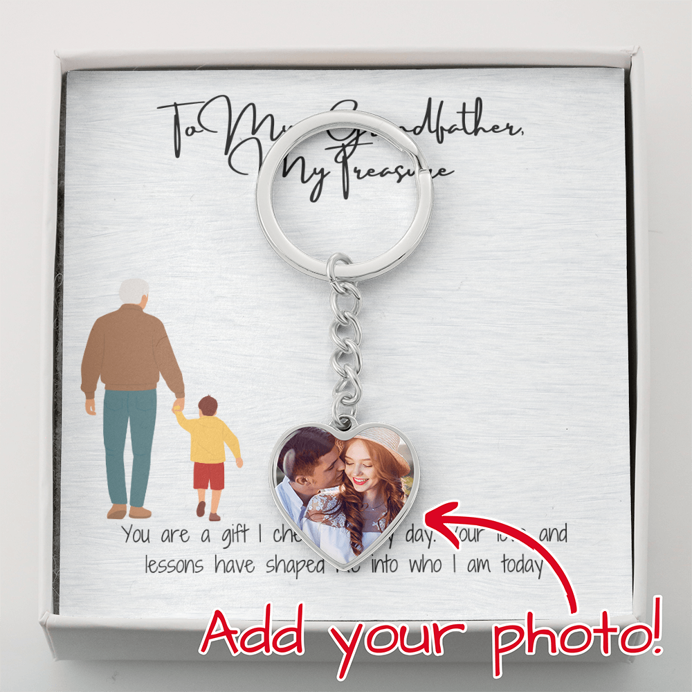 "Always in My Heart: Personalized Keychain for Grandpa"