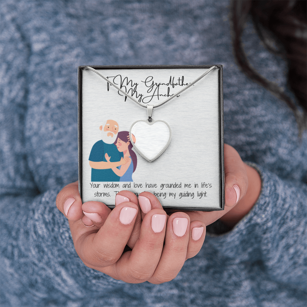 "To My Grandfather"   Custom Heart Necklace