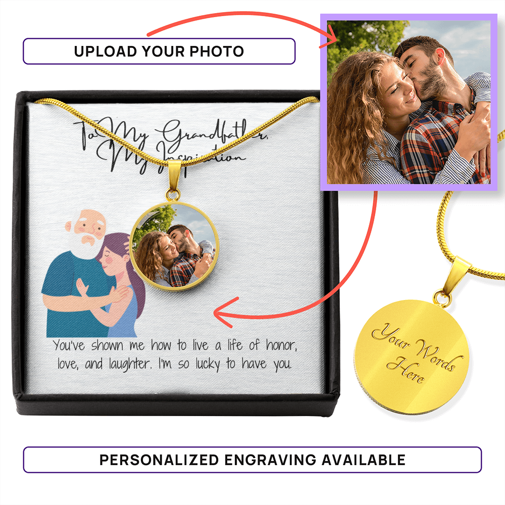 "To My Grandfather"  Personalized Circle Necklace