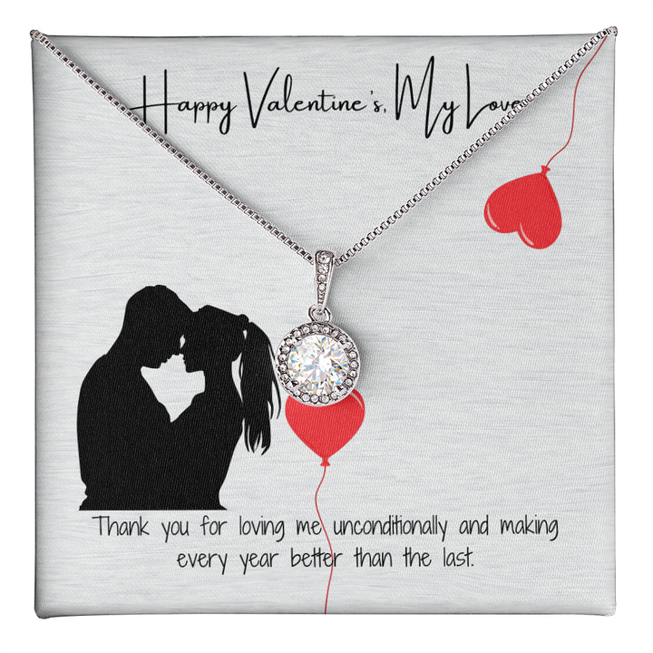"Happy Valentine's Day, My Love"  Elegant Pendant with Gift Card