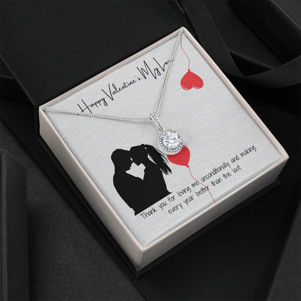 "Happy Valentine's Day, My Love"  Elegant Pendant with Gift Card