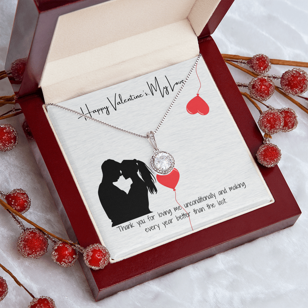"Happy Valentine's Day, My Love"  Elegant Pendant with Gift Card
