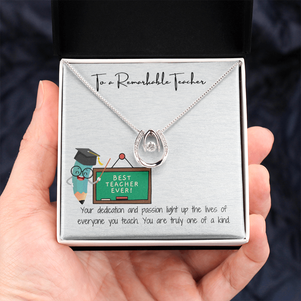 "To My Teacher: A Token of Gratitude  Lucky in Love Necklace"