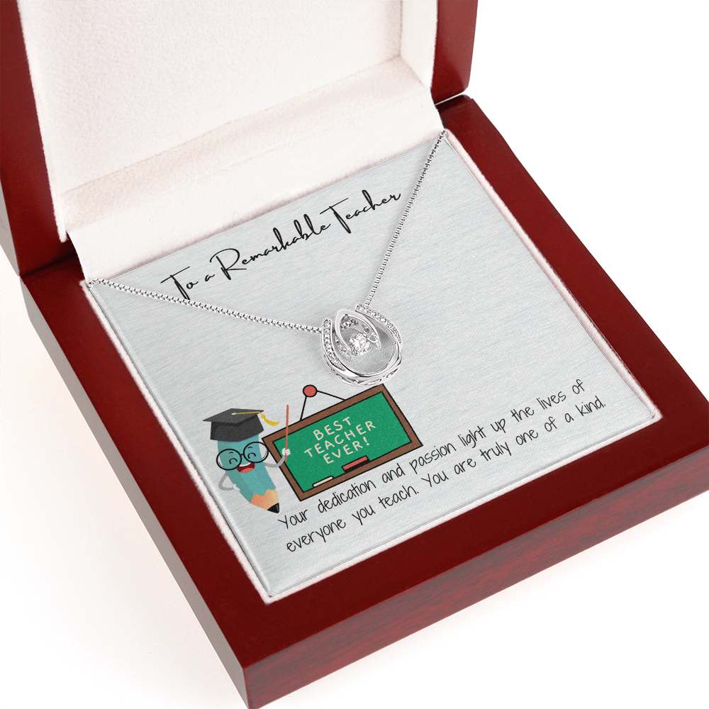 "To My Teacher: A Token of Gratitude  Lucky in Love Necklace"