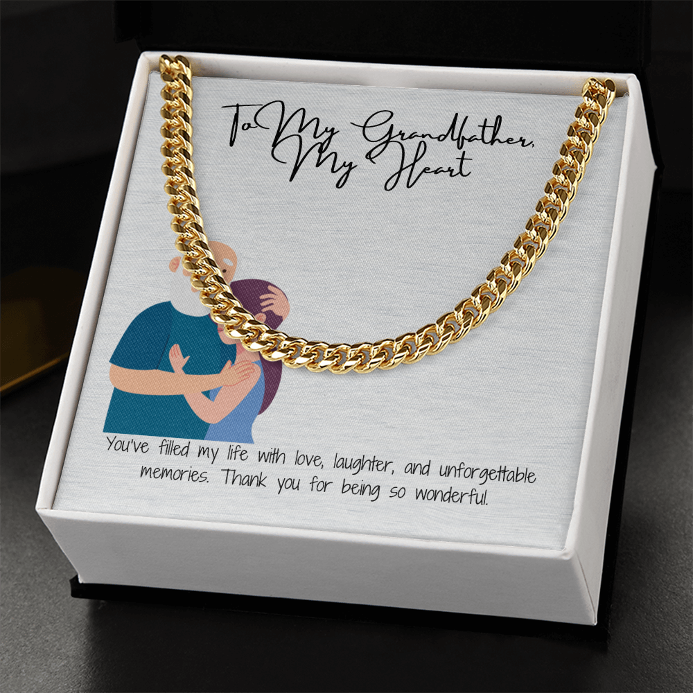 "To My Grandfather"  Classic Cuban Link Chain