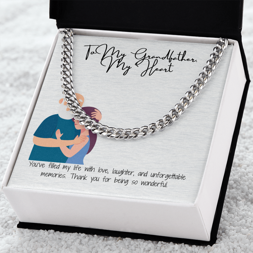 "To My Grandfather"  Classic Cuban Link Chain