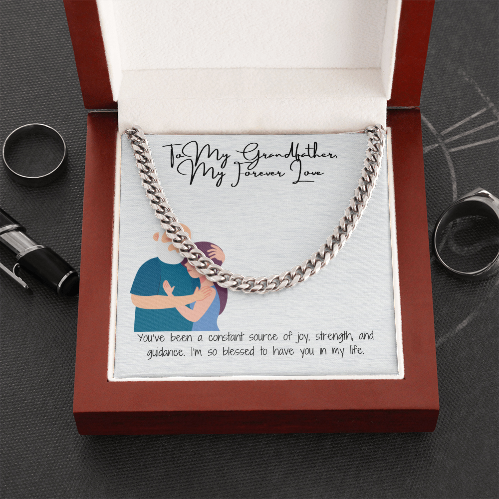 "To My Grandfather  A Legacy of Strength" Cuban Link Chain