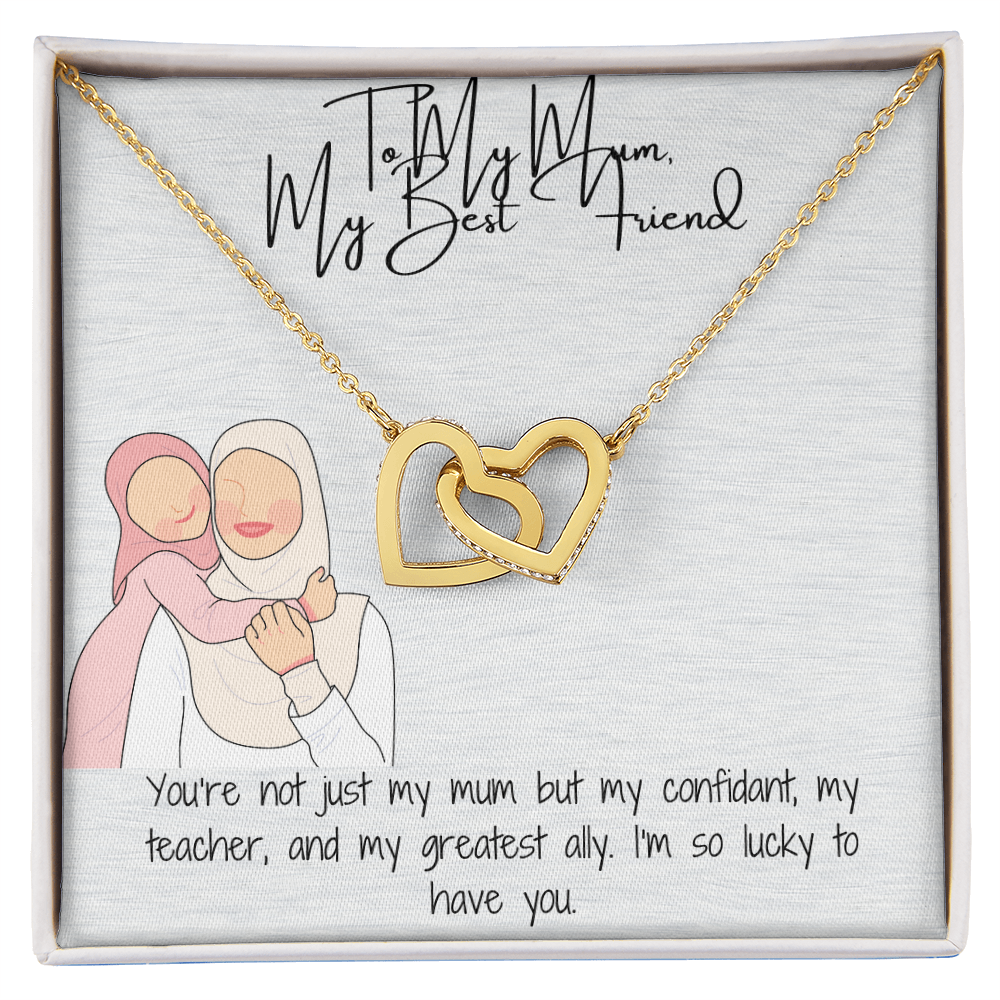"Interlocking Hearts" Necklace in Yellow & White Gold  A Tribute to Everlasting Love