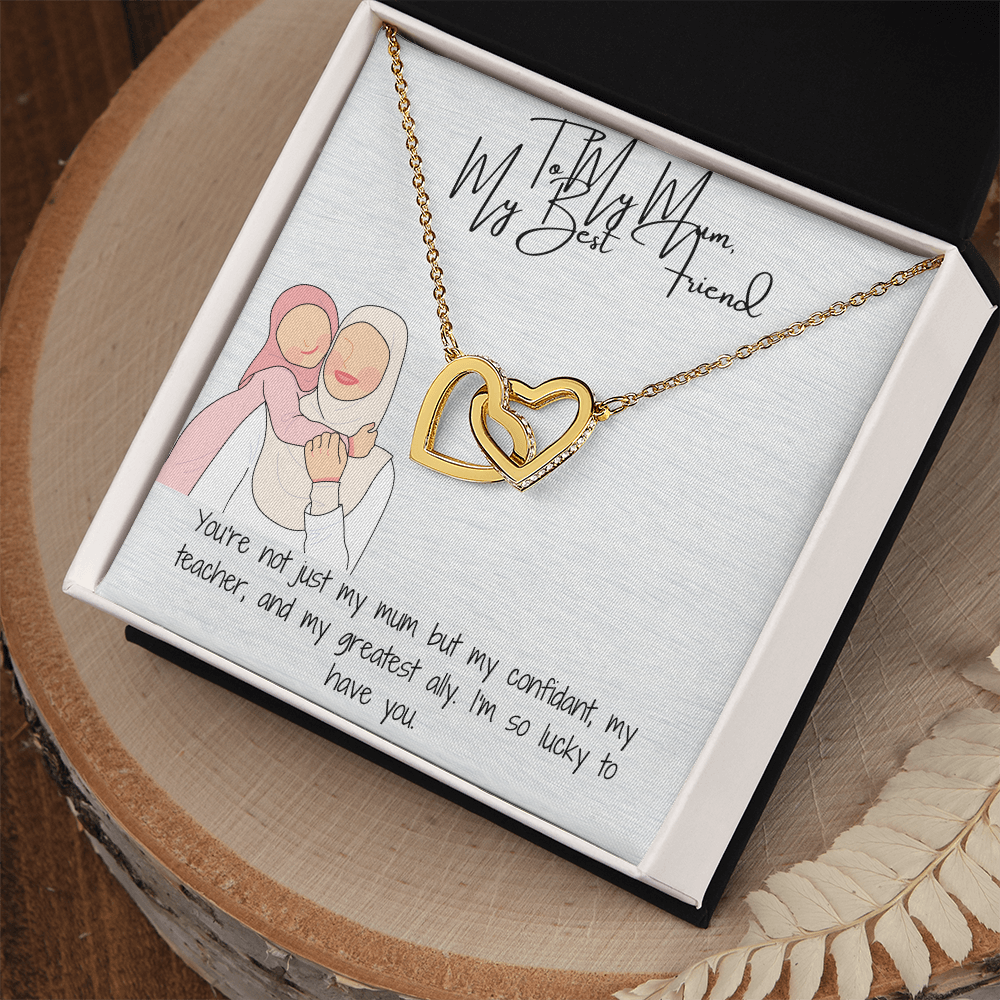 "Interlocking Hearts" Necklace in Yellow & White Gold  A Tribute to Everlasting Love