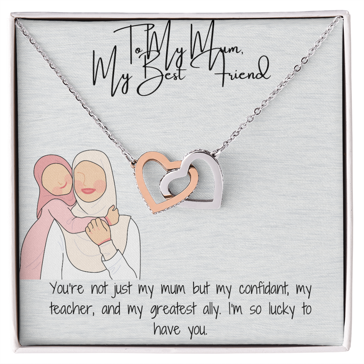 "Interlocking Hearts" Necklace in Yellow & White Gold  A Tribute to Everlasting Love