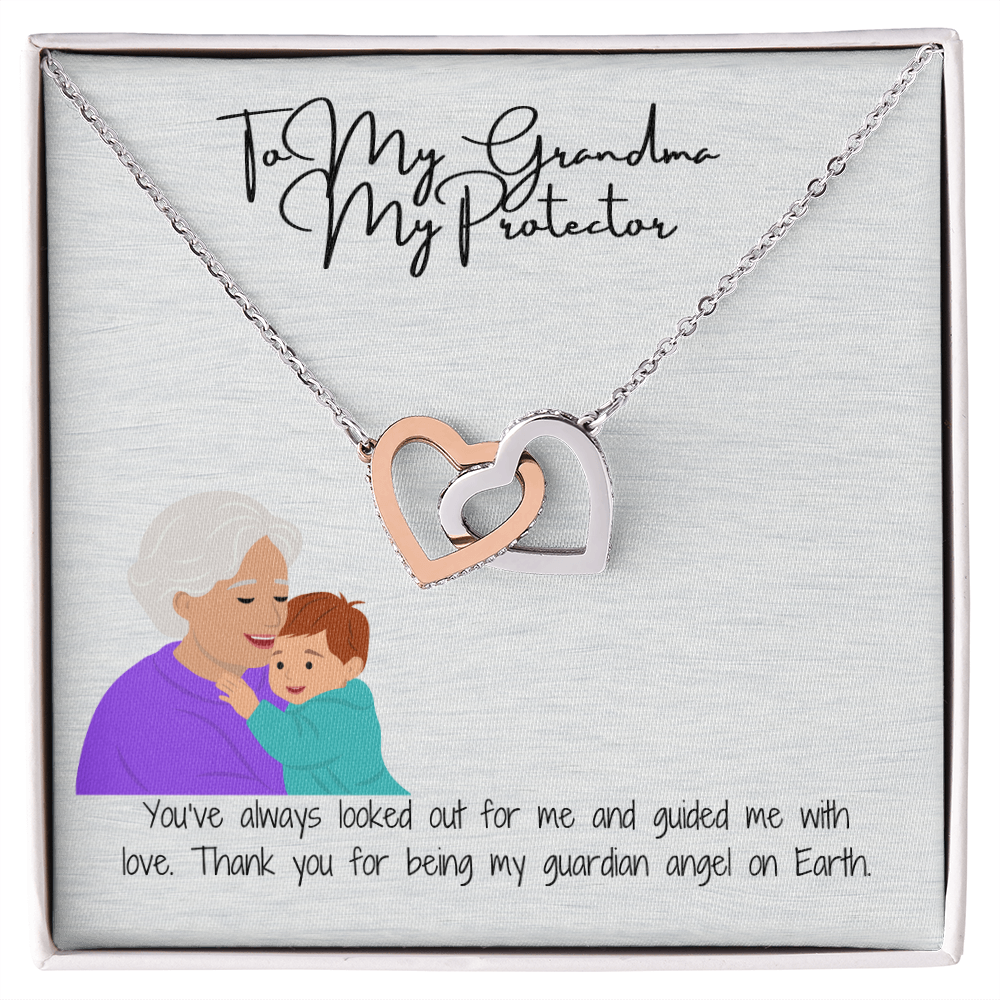 "Hearts Forever Connected"  Interlocking Hearts Necklace for Grandma
