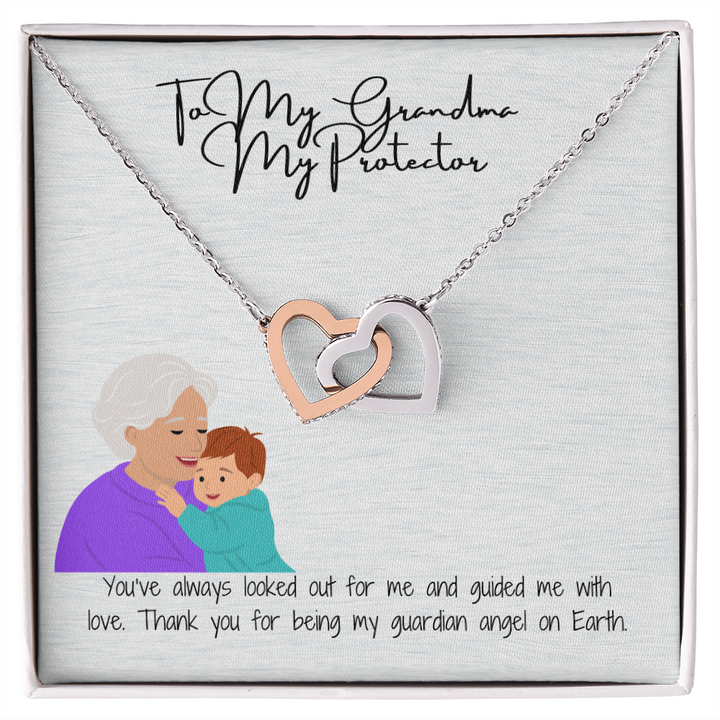 "Hearts Forever Connected"  Interlocking Hearts Necklace for Grandma