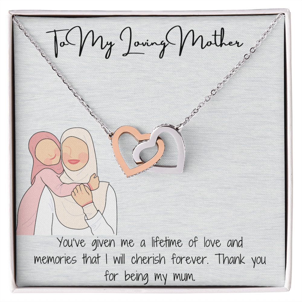 "To My Amazing Mom" Interwoven Hearts Pendant Necklace