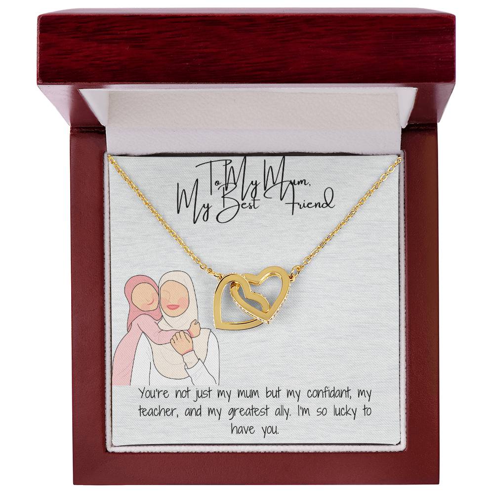 "Interlocking Hearts" Necklace in Yellow & White Gold  A Tribute to Everlasting Love