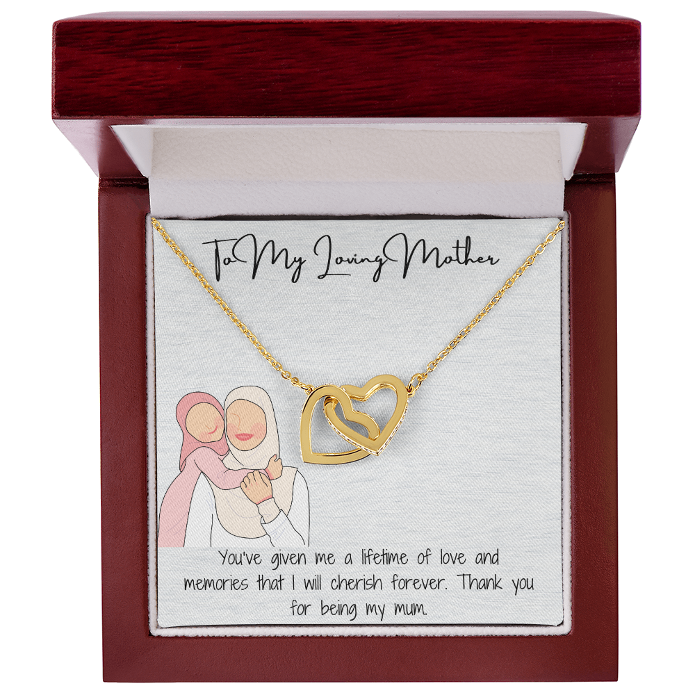 "To My Amazing Mom" Interwoven Hearts Pendant Necklace