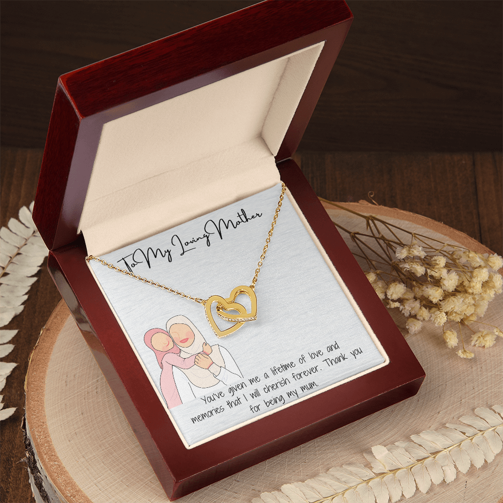 "To My Amazing Mom" Interwoven Hearts Pendant Necklace