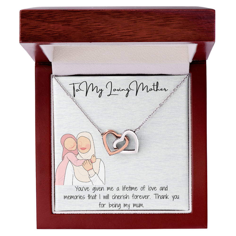 "To My Amazing Mom" Interwoven Hearts Pendant Necklace