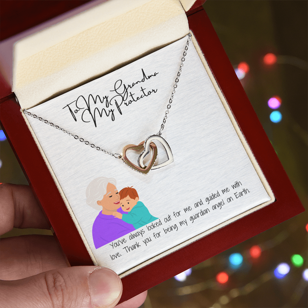 "Hearts Forever Connected"  Interlocking Hearts Necklace for Grandma