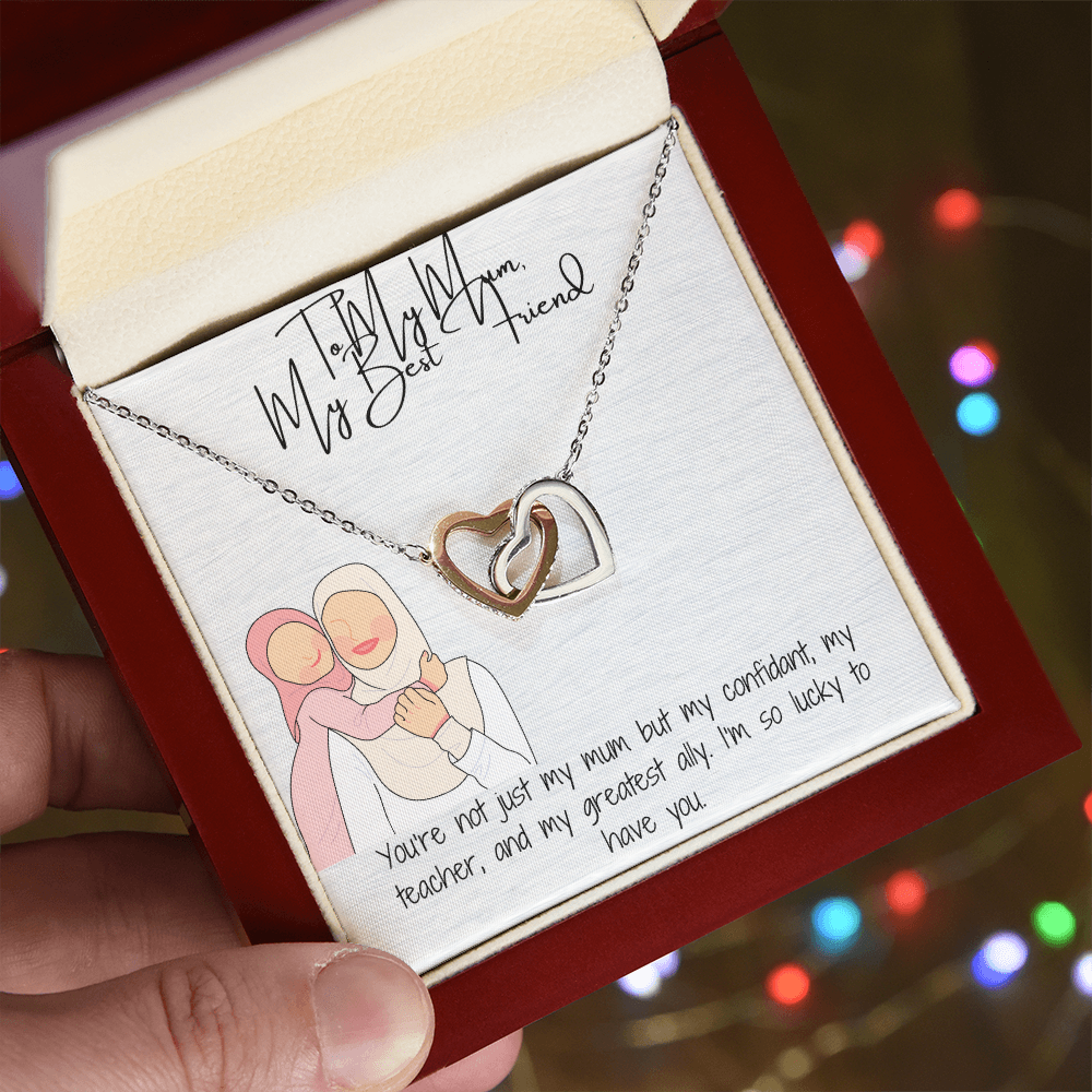 "Interlocking Hearts" Necklace in Yellow & White Gold  A Tribute to Everlasting Love