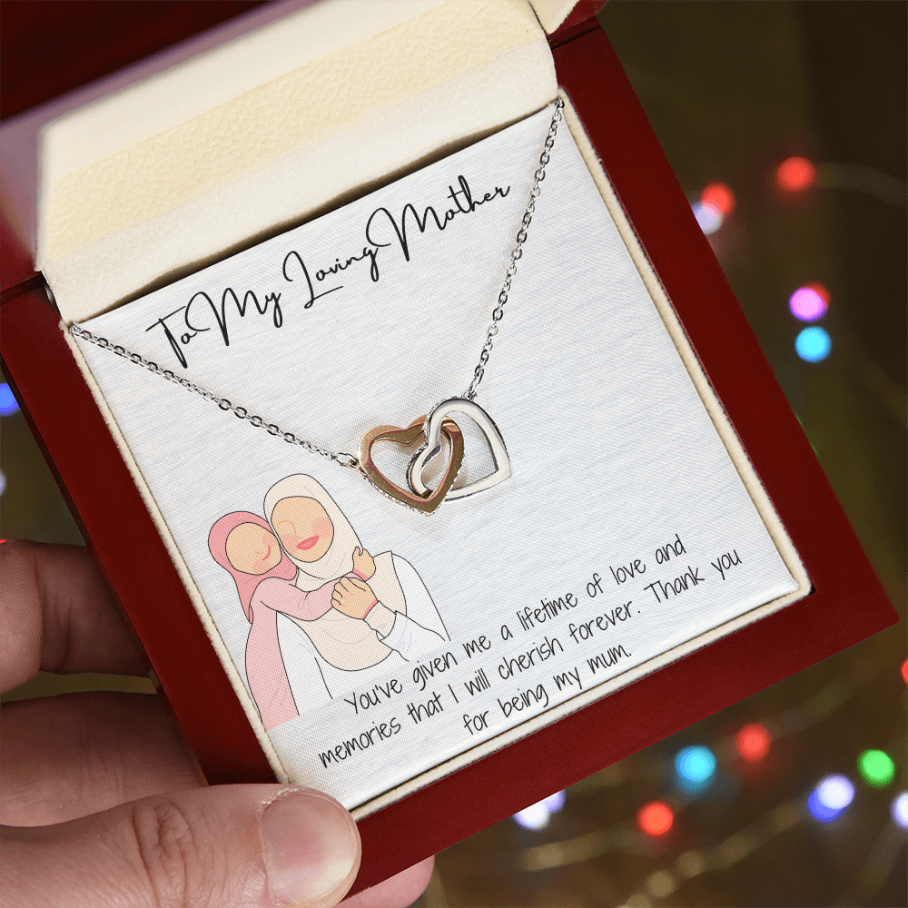 "To My Amazing Mom" Interwoven Hearts Pendant Necklace