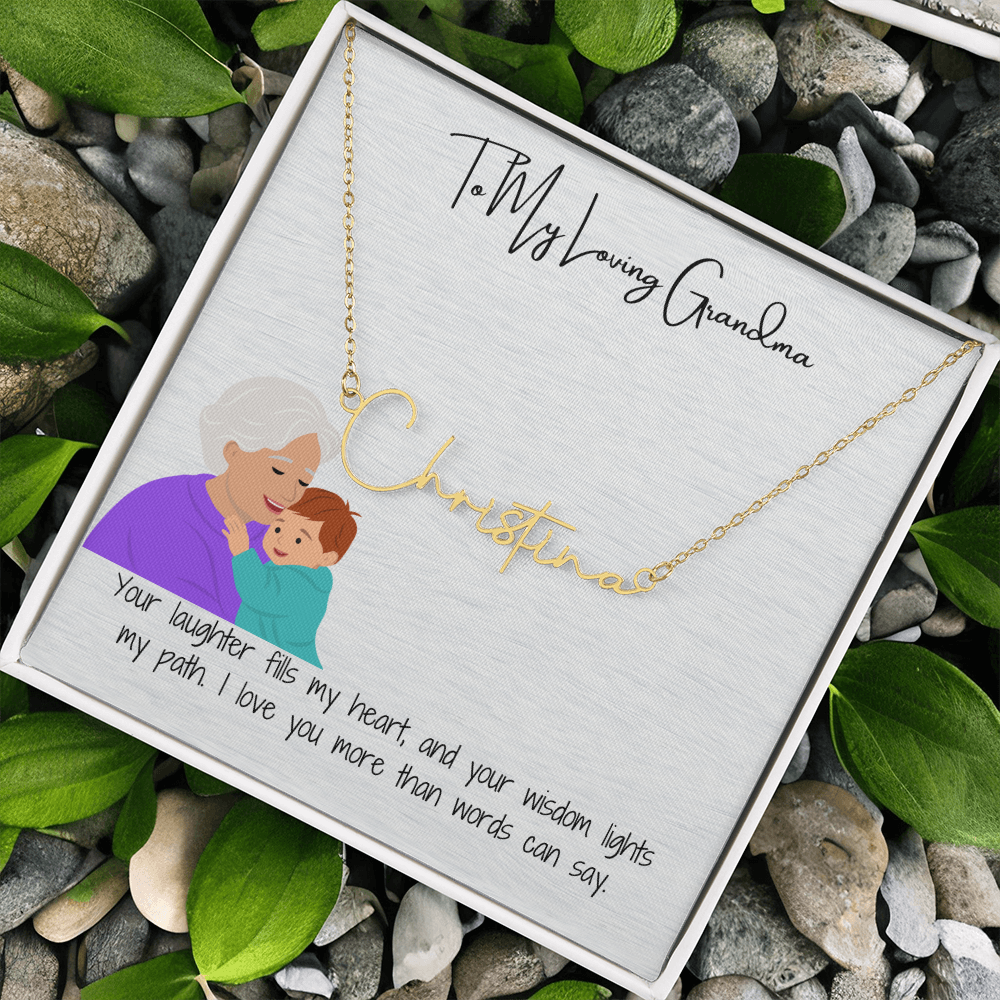 Personalized Signature Name Necklace  "A Stylish Tribute to Grandma"