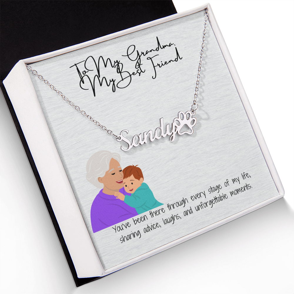 Paw Print Name Necklace  "A Loving Tribute to Grandma & Her Furry Friends"