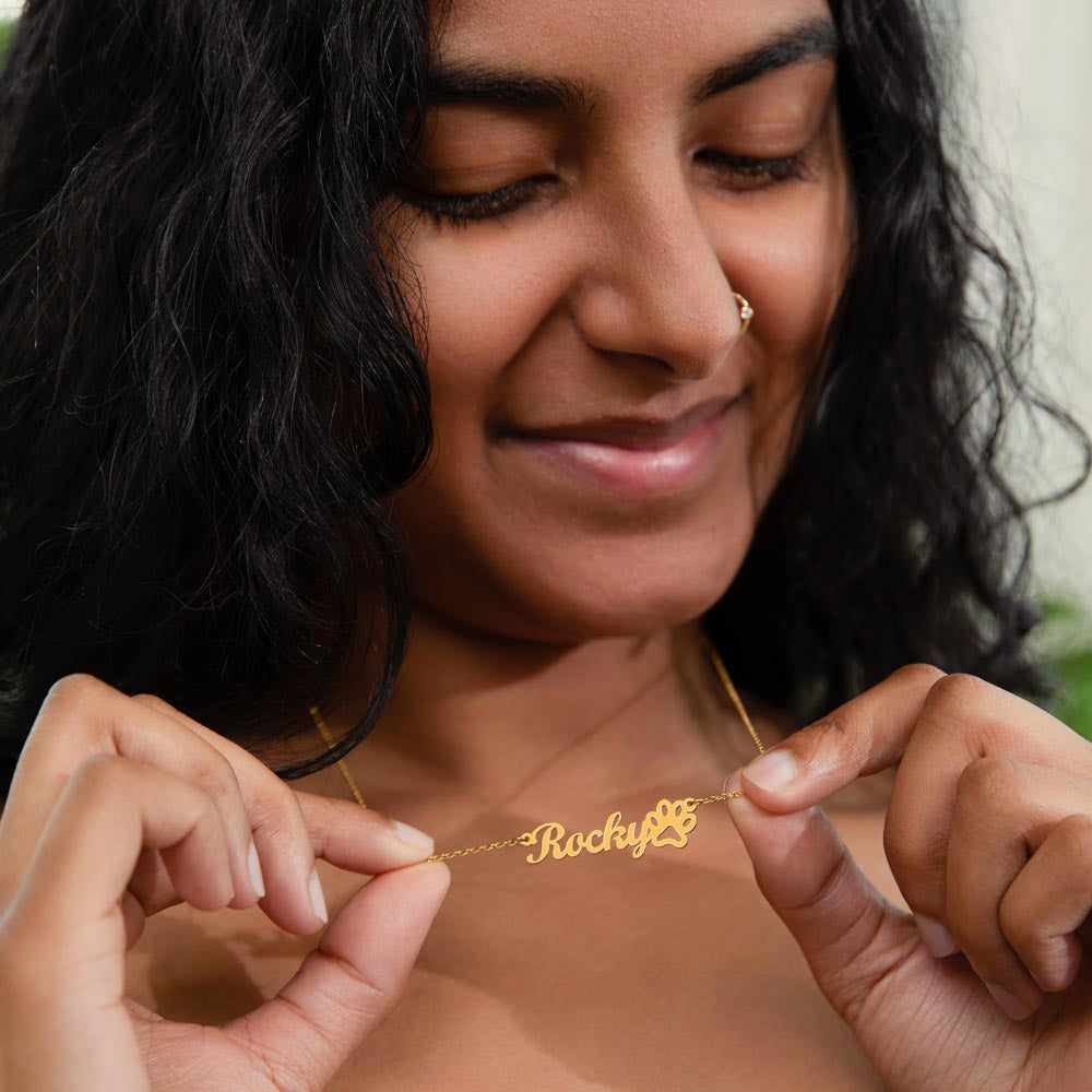 Paw Print Name Necklace  "A Loving Tribute to Grandma & Her Furry Friends"