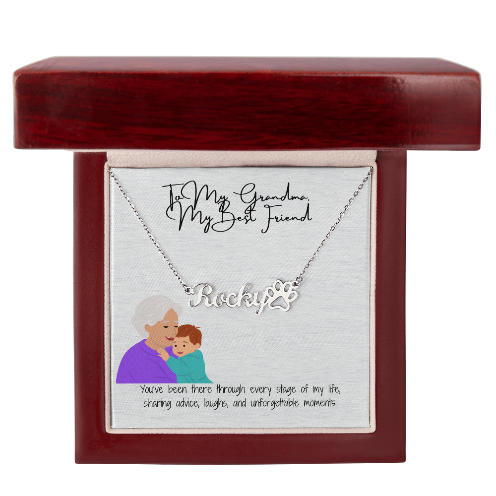 Paw Print Name Necklace  "A Loving Tribute to Grandma & Her Furry Friends"