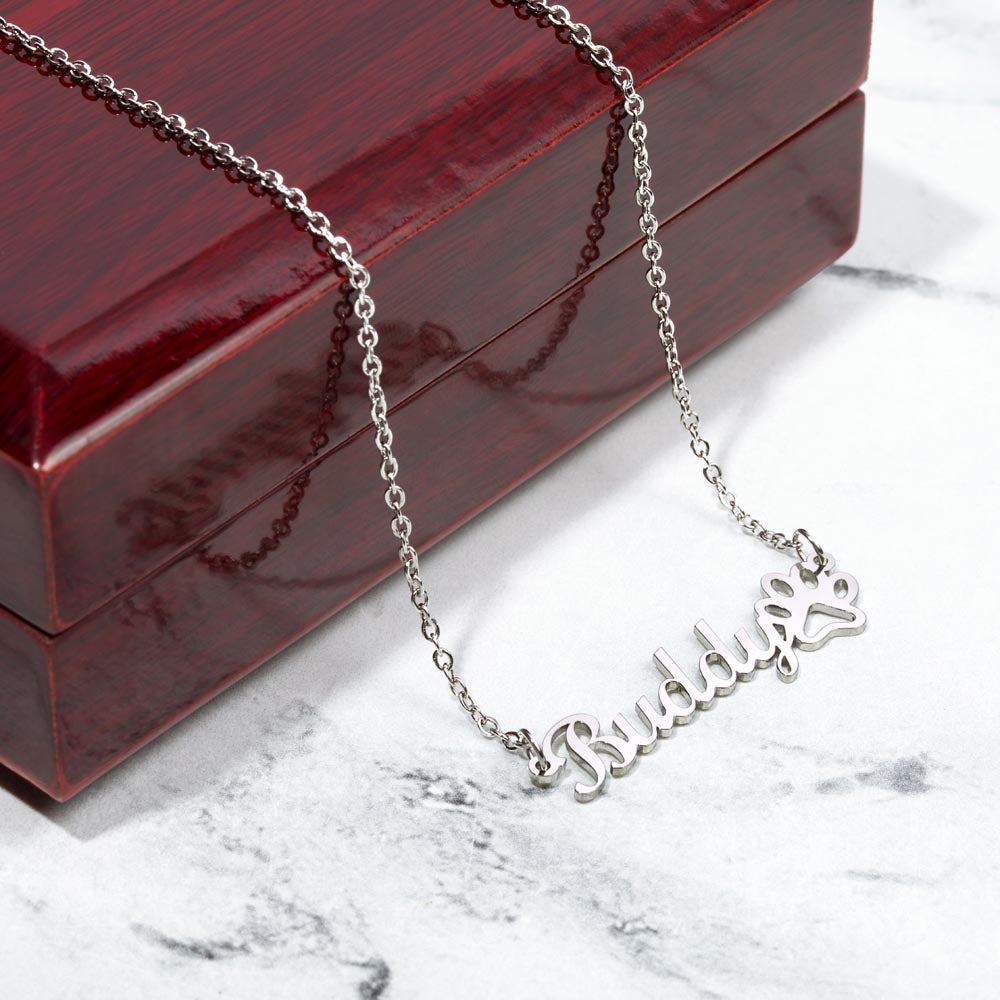 Paw Print Name Necklace  "A Loving Tribute to Grandma & Her Furry Friends"
