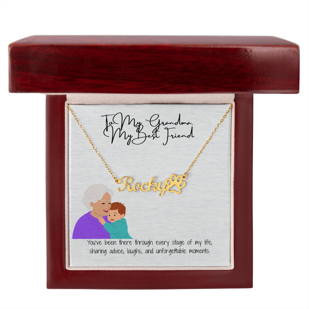Paw Print Name Necklace  "A Loving Tribute to Grandma & Her Furry Friends"