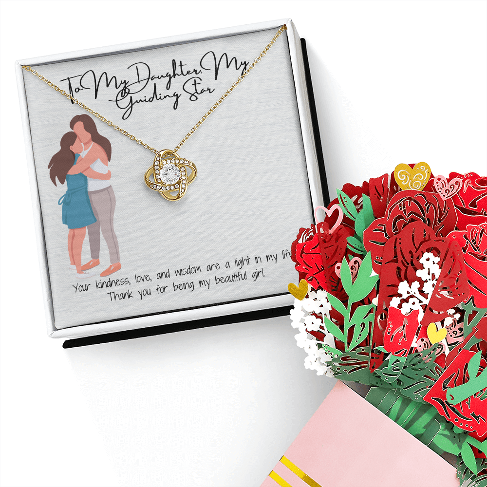 Unbreakable Connection  Love Knot Necklace & Sweetest Devotion Flower Bouquet