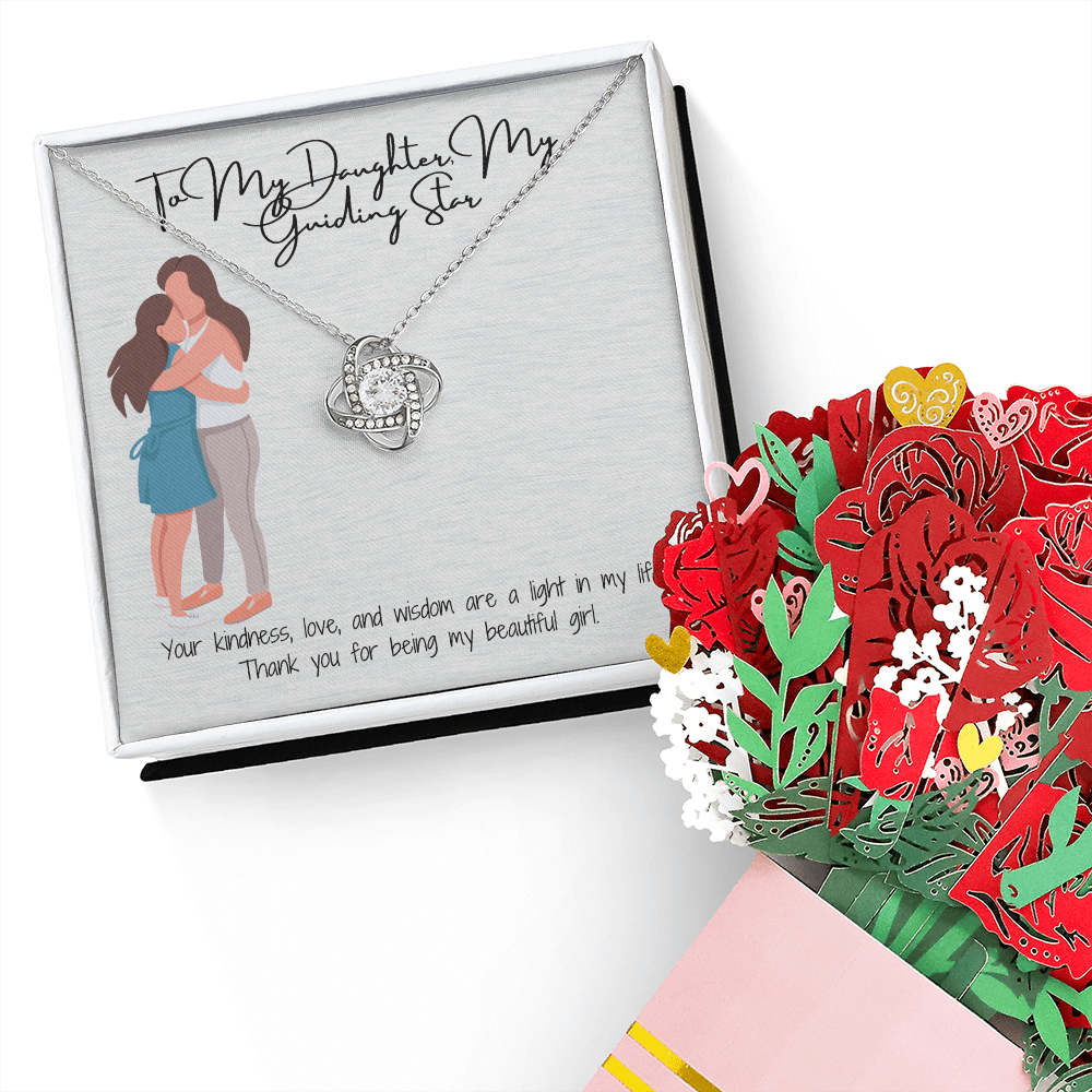 Unbreakable Bond  Love Knot Necklace & Sweetest Devotion Flower Bouquet