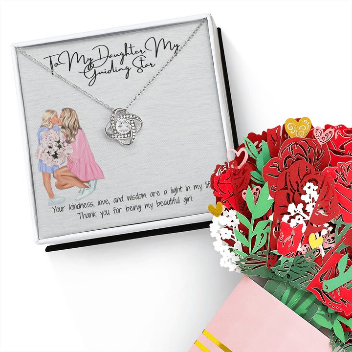 A Symbol of Love & Strength  Love Knot Necklace & Sweetest Devotion Flower Bouquet