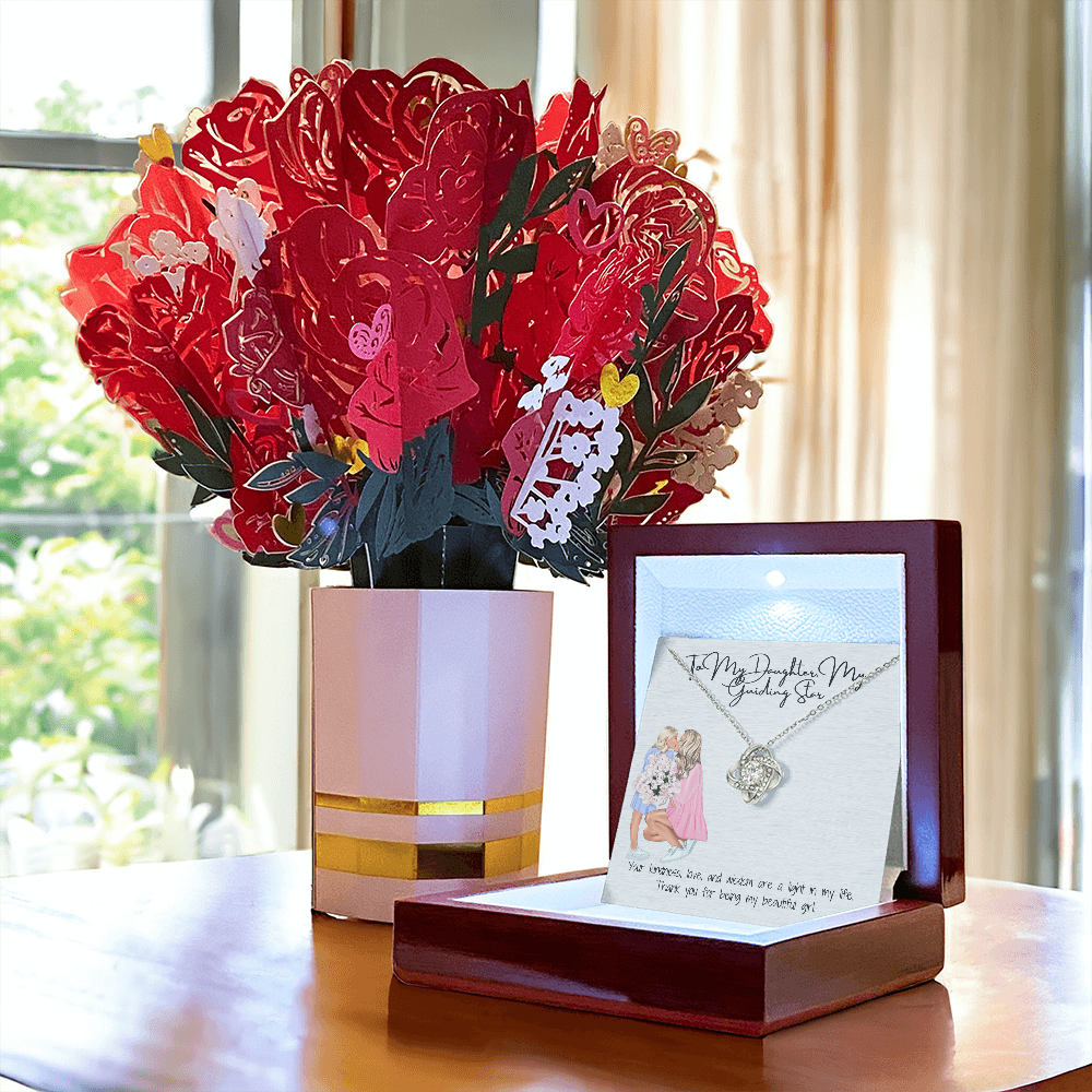 A Symbol of Love & Strength  Love Knot Necklace & Sweetest Devotion Flower Bouquet