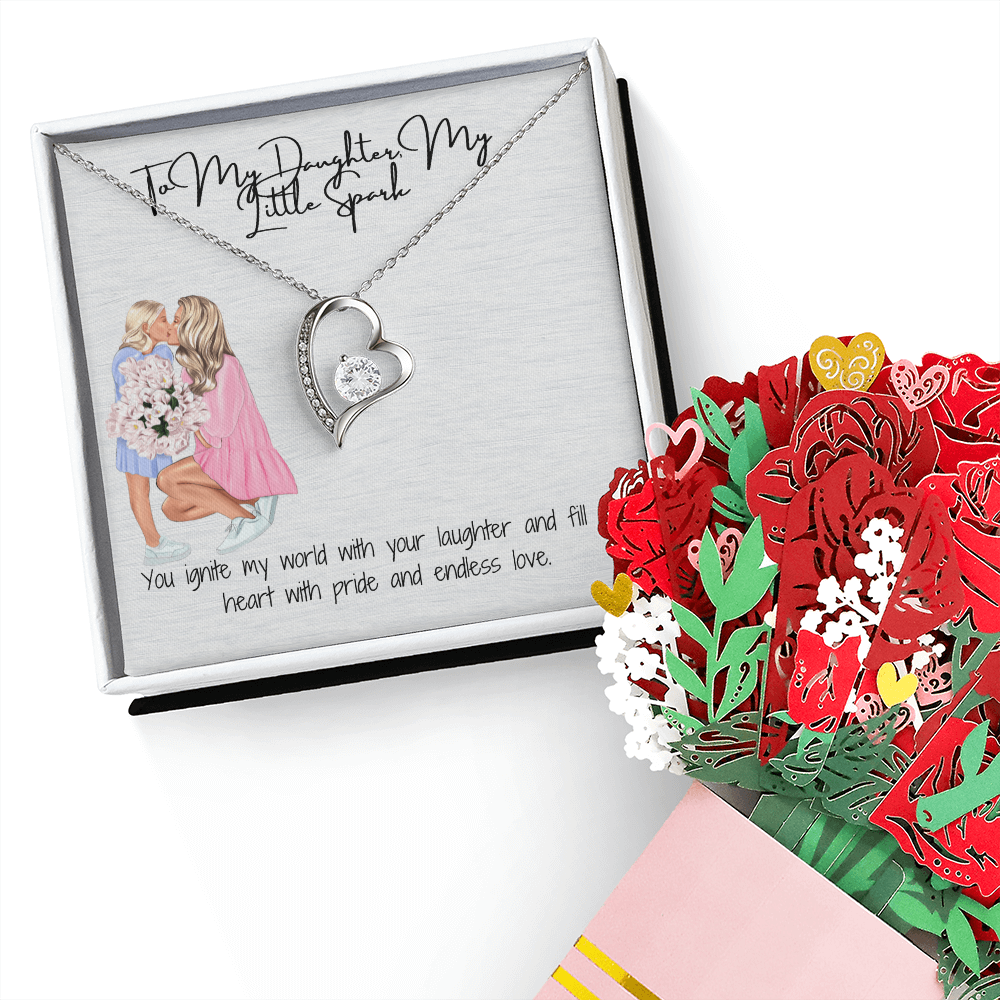 Timeless Love & Beauty  Forever Love Necklace & Sweetest Devotion Flower Bouquet