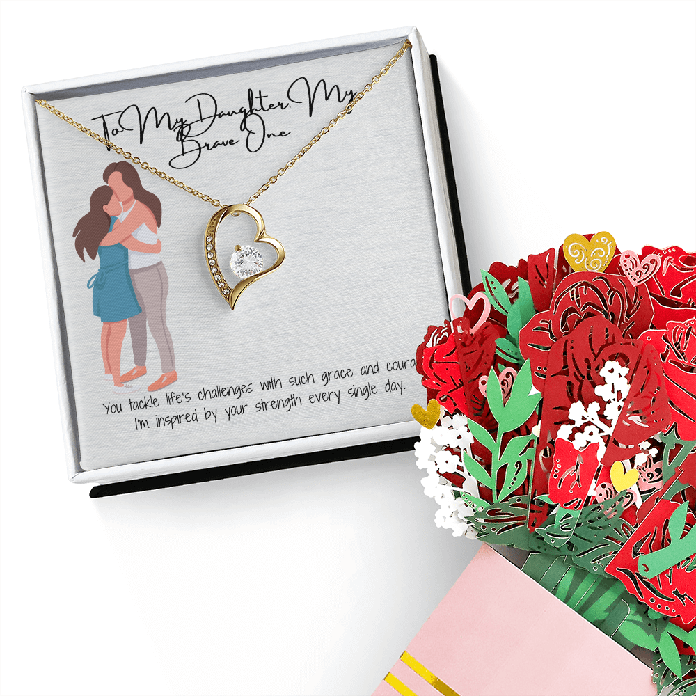 Eternal Affection  Forever Love Necklace & Sweetest Devotion Flower Bouquet