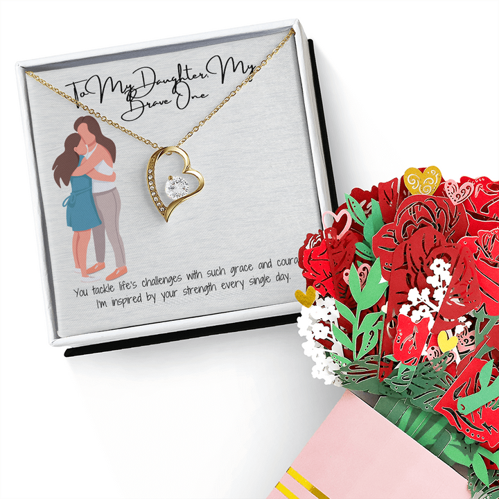 Eternal Affection  Forever Love Necklace & Sweetest Devotion Flower Bouquet