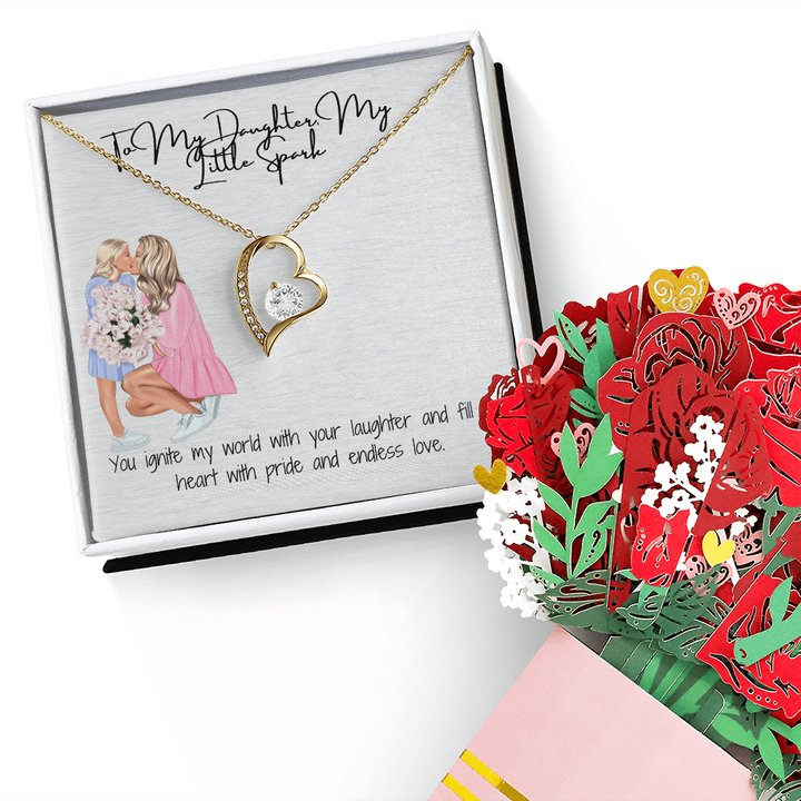 Timeless Love & Beauty  Forever Love Necklace & Sweetest Devotion Flower Bouquet