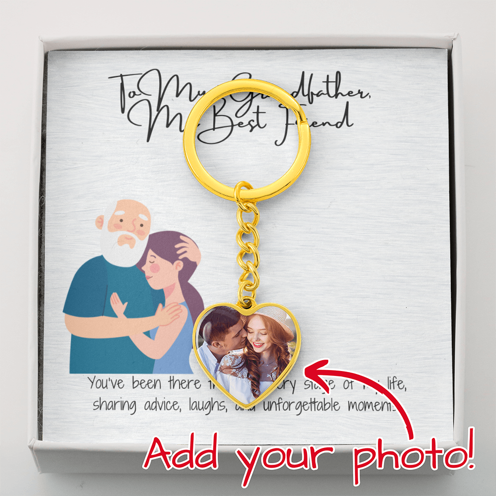 Buyer Upload Graphic Heart Keychain "A Grandfather's Heartfelt Keepsake"