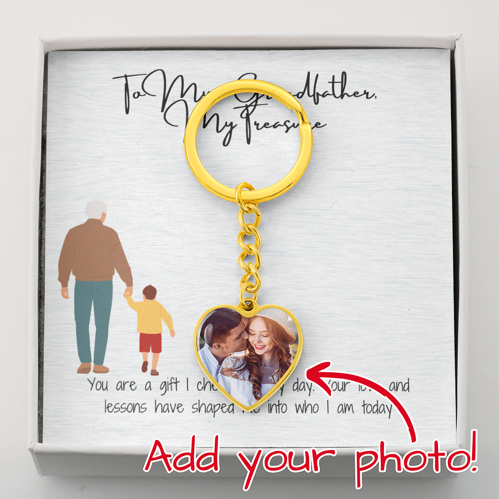 "Always in My Heart: Personalized Keychain for Grandpa"