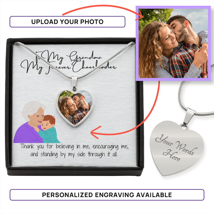 "A Heartfelt Gift"  Personalized Heart Necklace for Grandma