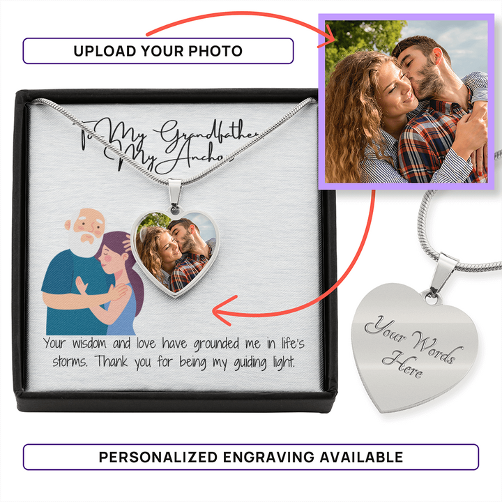 "To My Grandfather"   Custom Heart Necklace