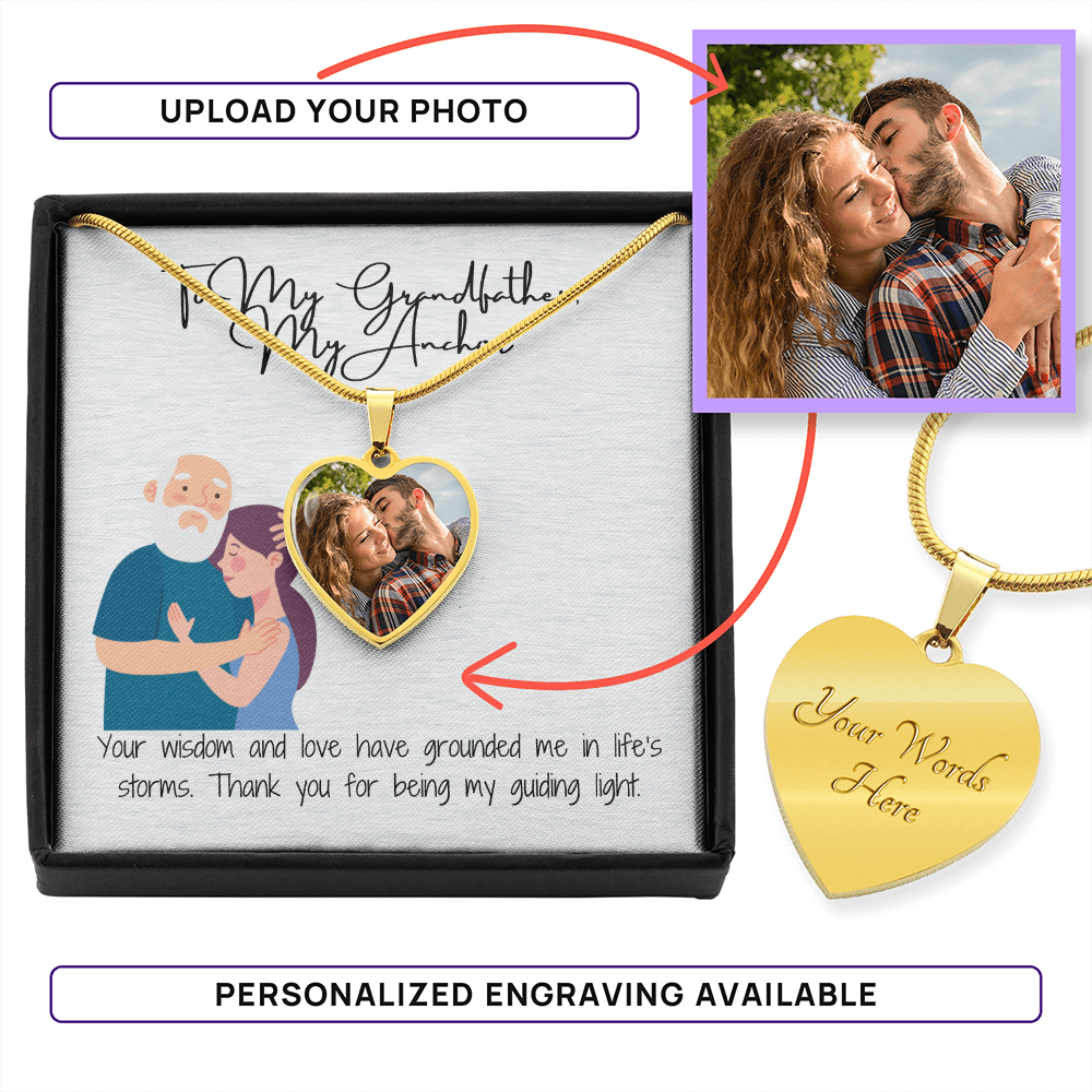 "To My Grandfather"   Custom Heart Necklace