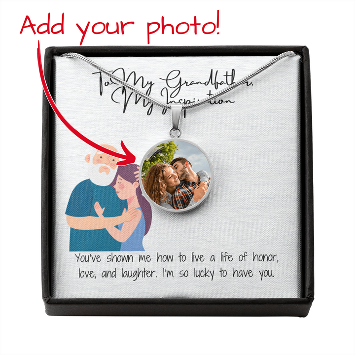 "To My Grandfather"  Personalized Circle Necklace