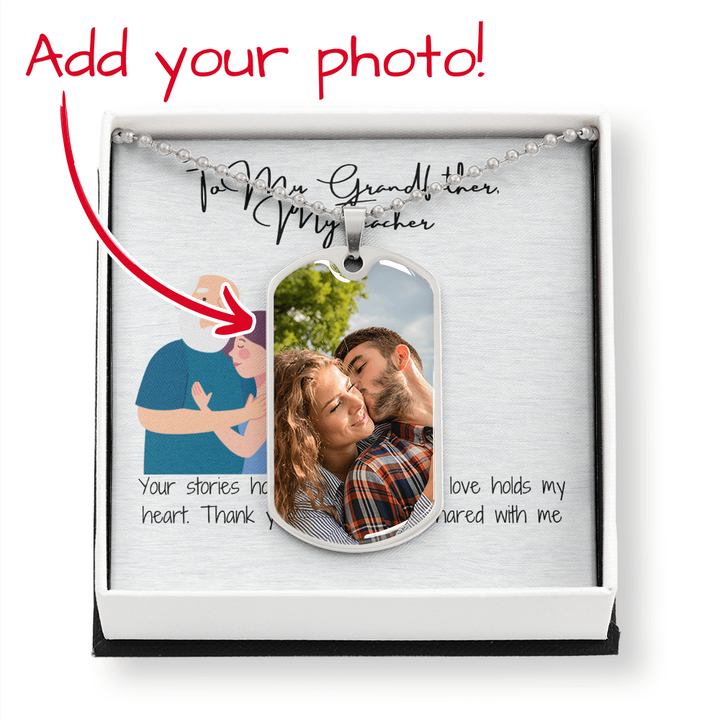 "To My Grandfather" Engraved Dog Tag Necklace
